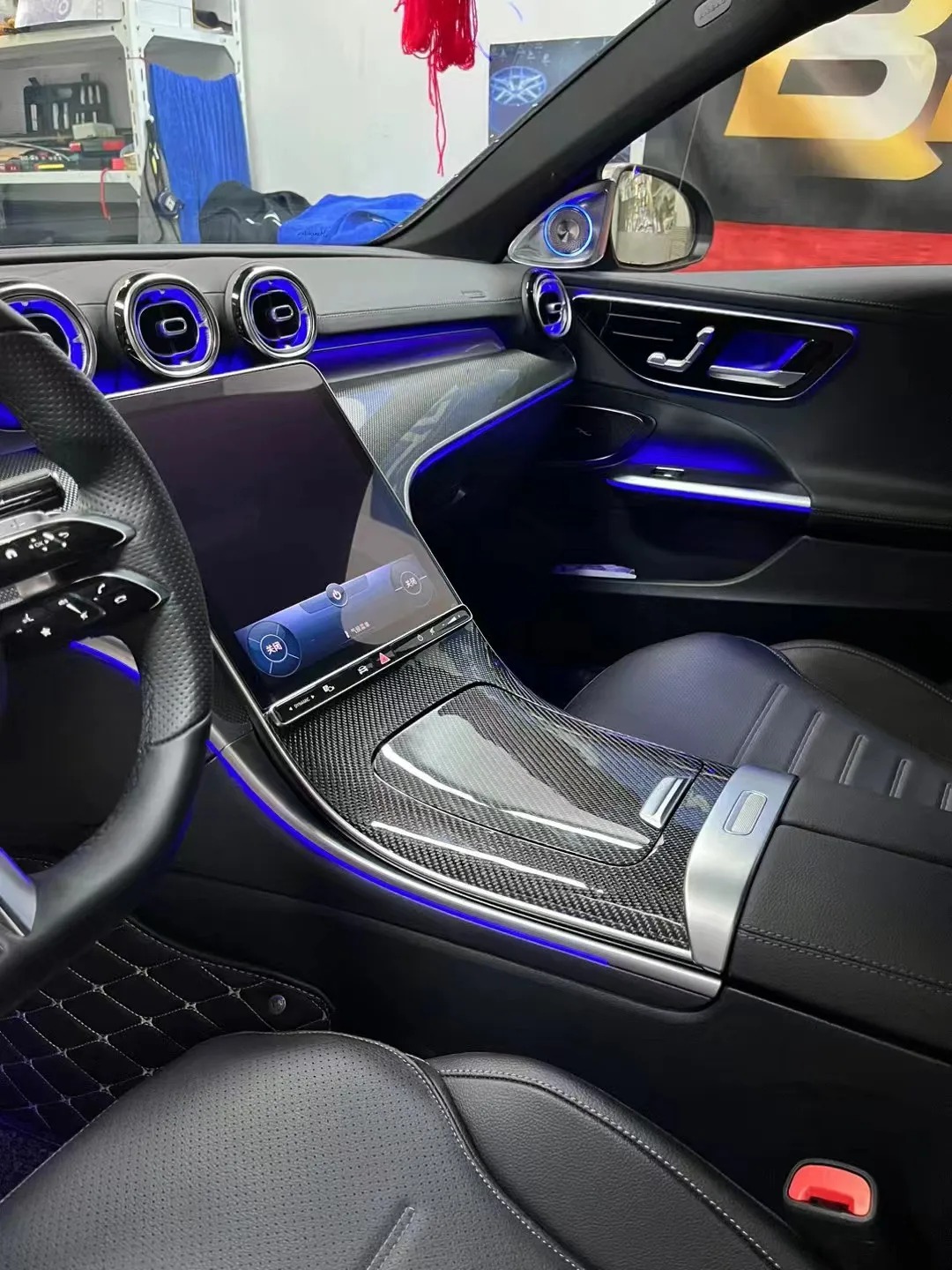 Interior Center Control Panel Made of Real Carbon Fiber for  GLC and C-Class C200 C260L (OLIVER)